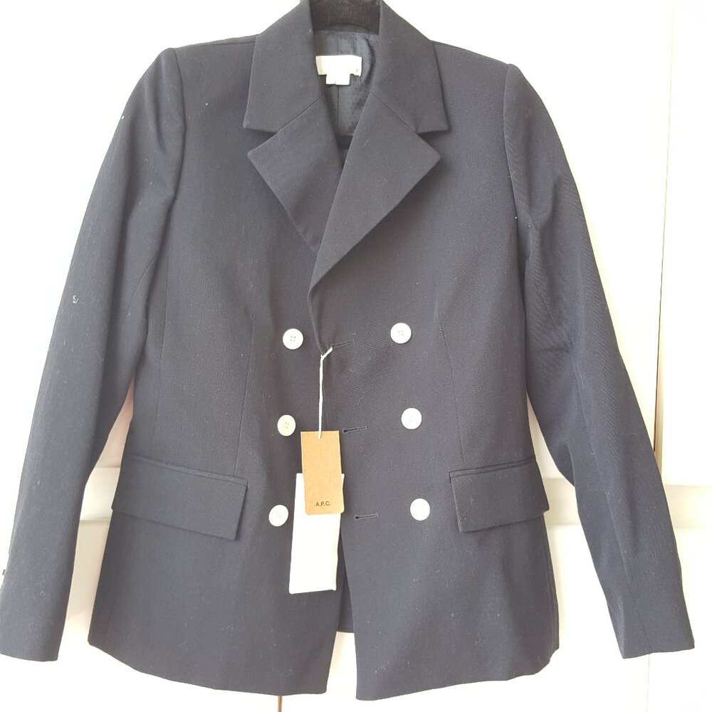A.P.C ! 100% Virgin Wool DARK NAVY BLAZER (EU/34)
